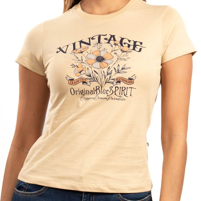 Camiseta Mujer Regular Fit Estampado Gráfico Vintage