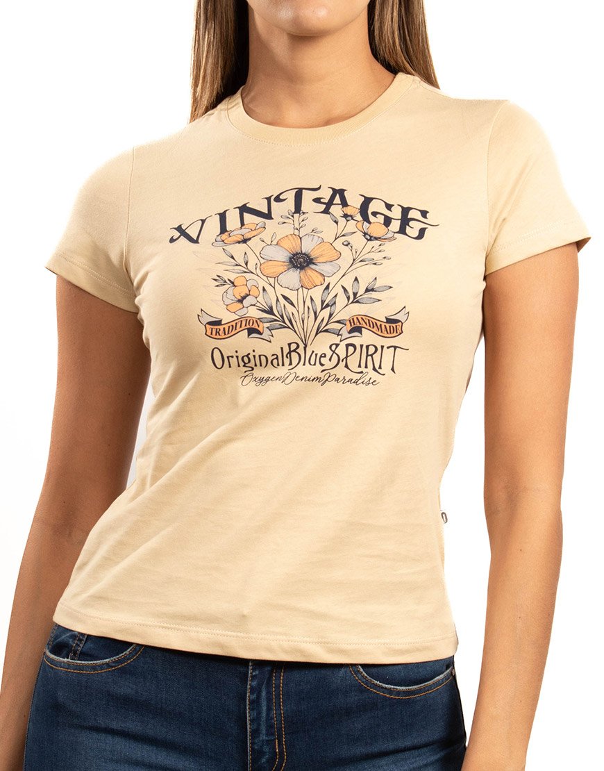 Camiseta Mujer Regular Fit Estampado Gráfico Vintage