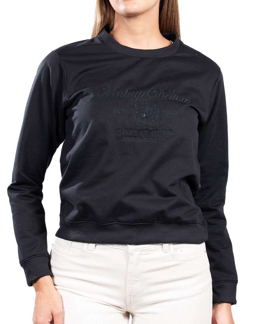Buso Mujer Vintage Deluxe Fleece Perchado – Negro
