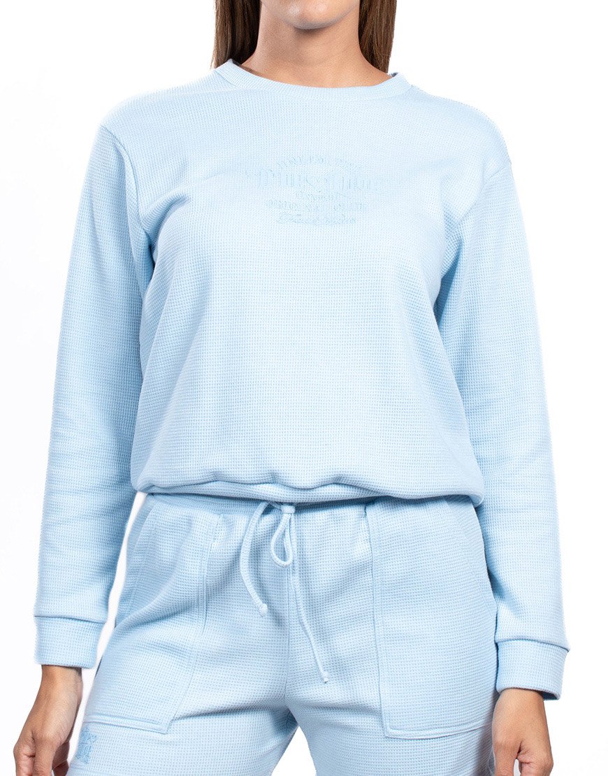 Buso Mujer Oversize Tela Waffle – Azul Cielo
