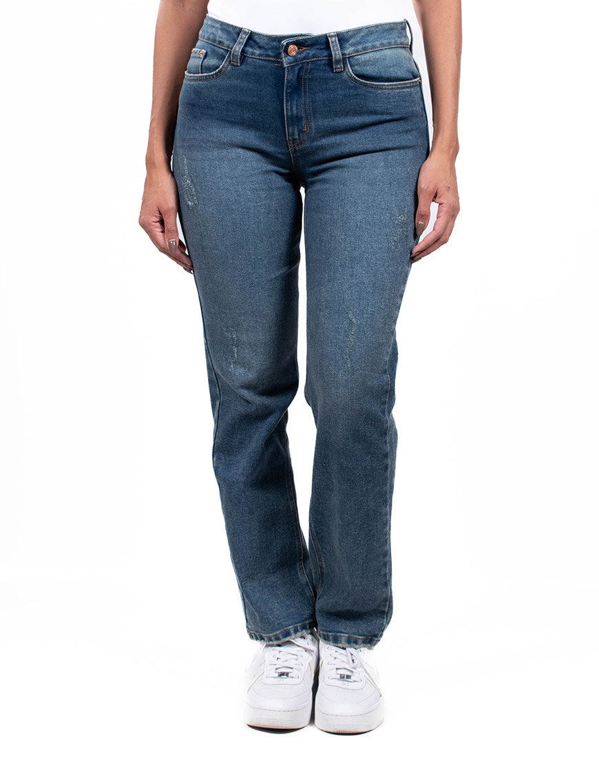 Jean Mujer Corte Recto En Denim – Blue Dark