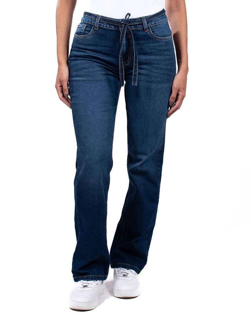 Jean Mujer Blue Tie Straight