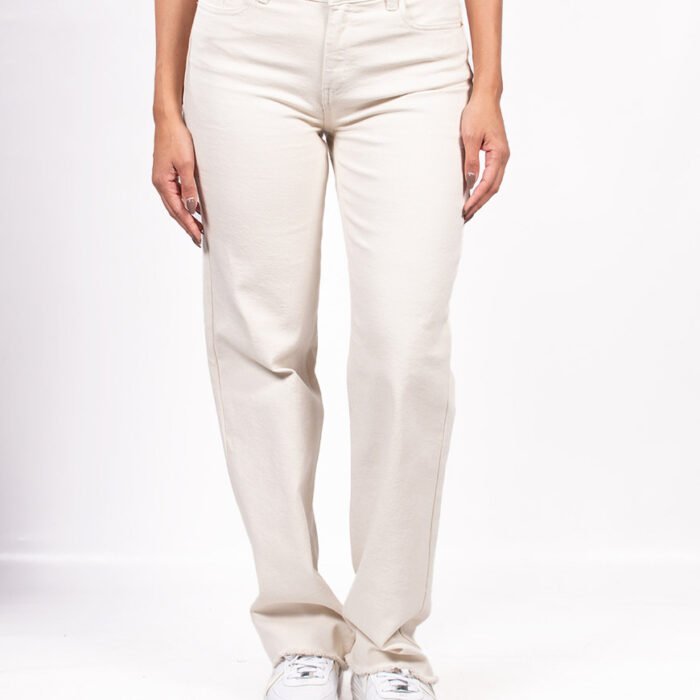 Pantalón Mujer Drill Regular Fit con Ruedo Desflecado