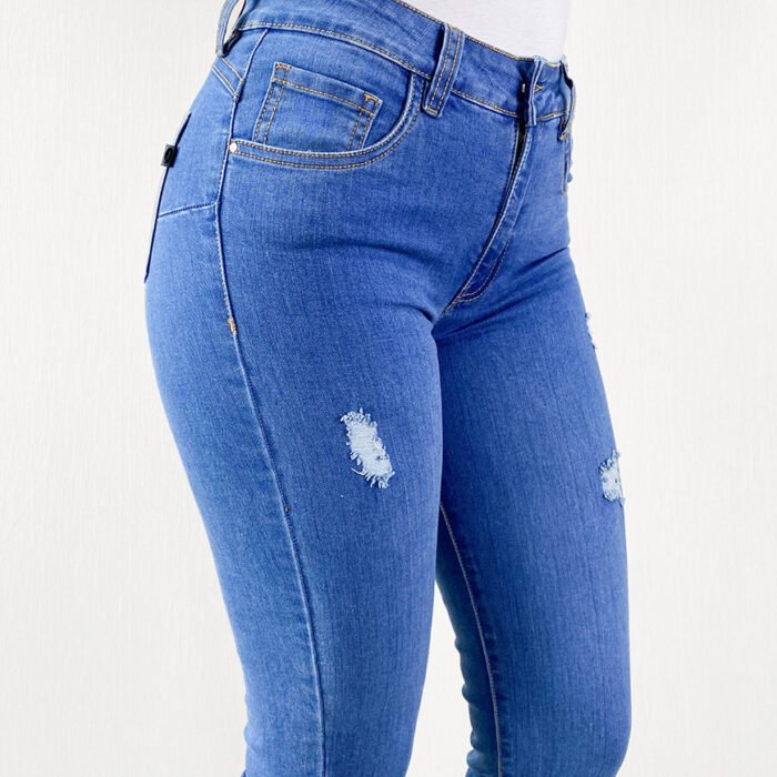 Jean Mujer Blaze Skinny Fit Desgaste – Azul Medio
