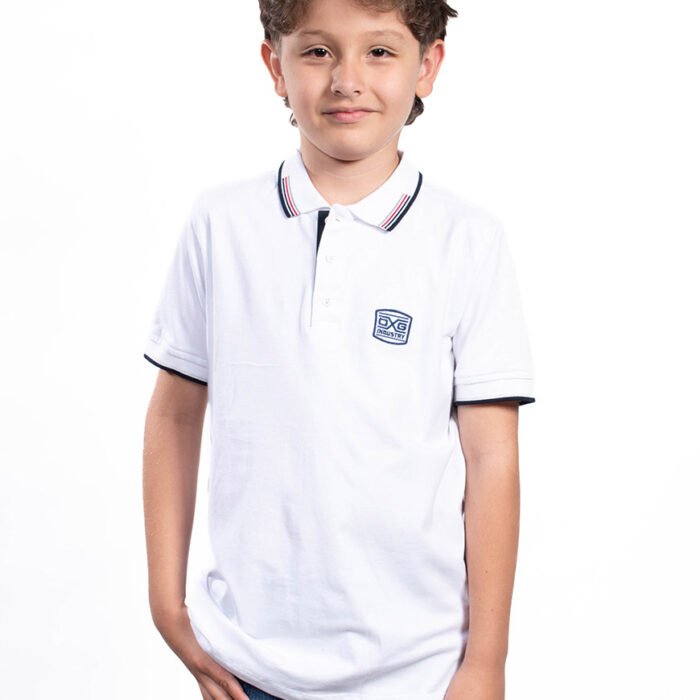 Polo Niño Clásico Algodón Piqué Bordado OXG – Blanco