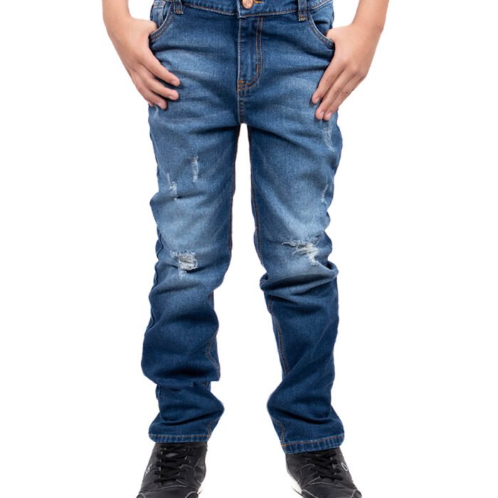 Jean Niño Slim Fit  Elástico con Pretina Ajustable – Azul Medio