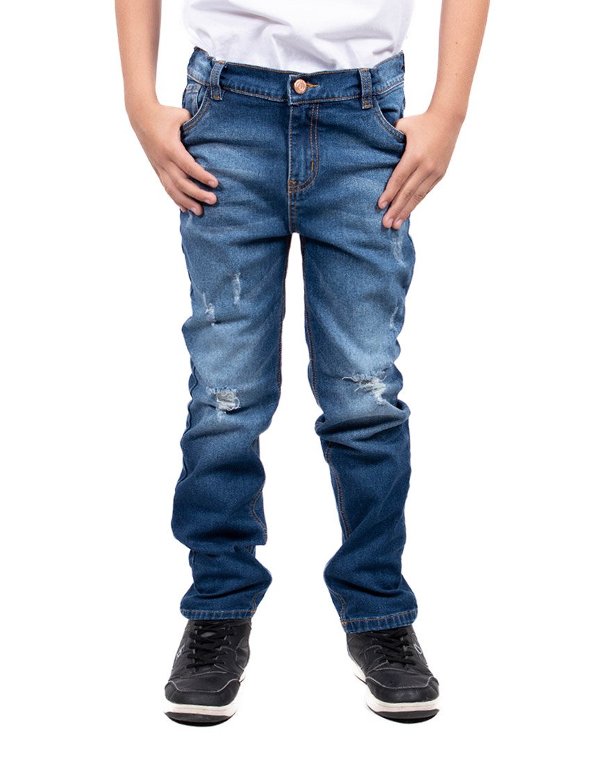 Jean Niño Slim Fit  Elástico con Pretina Ajustable – Azul Medio