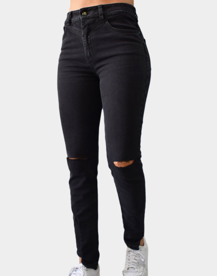 Jean Mujer Ripped Edge – Negro