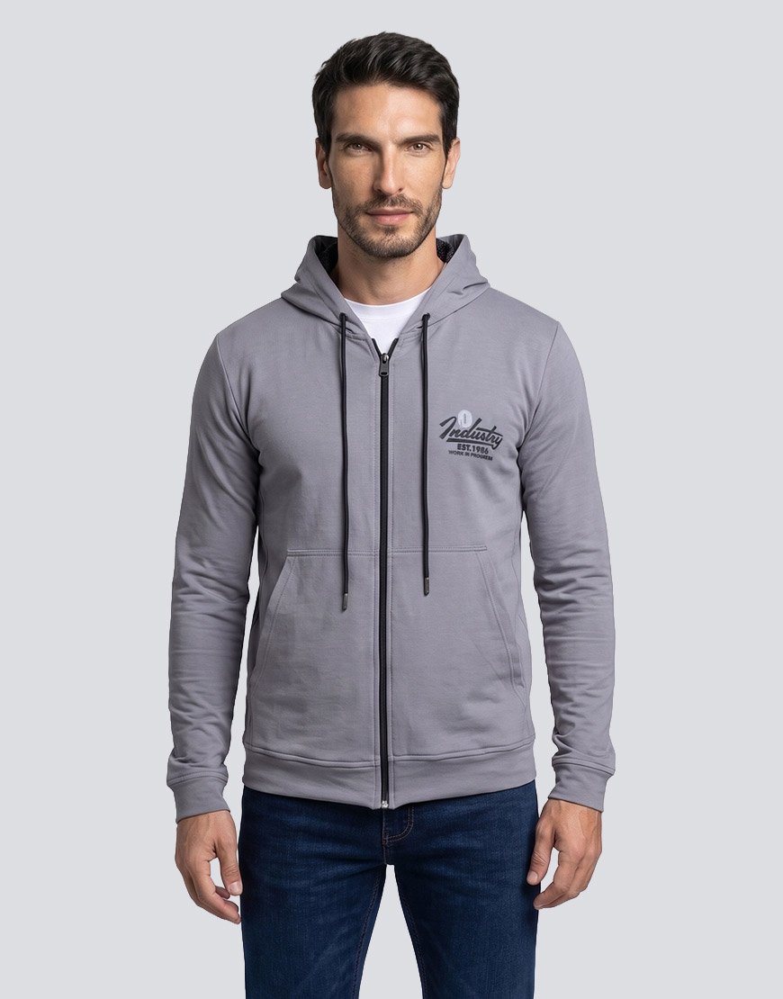 Buso en Algodón Burda con Capucha y Cierre - Edición Industry