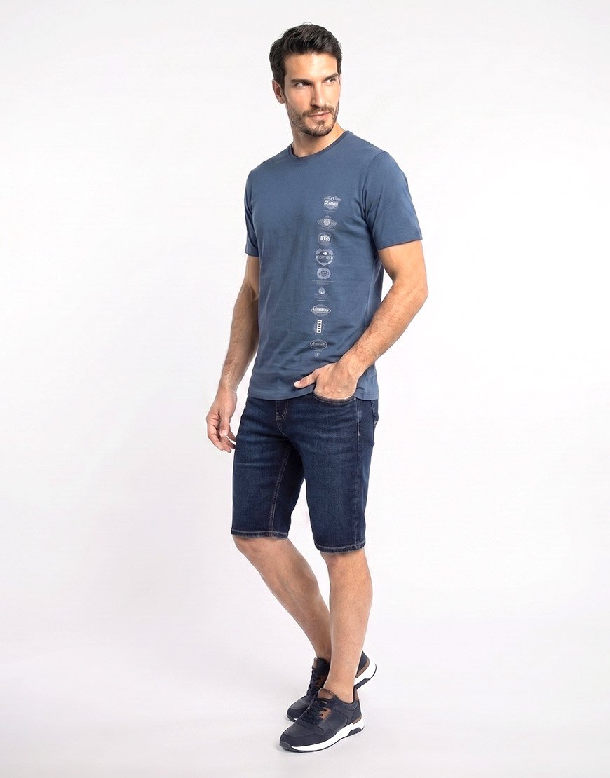 BERMUDA DE DENIM AZUL OSCURO PARA HOMBRE