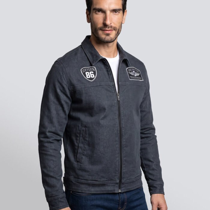 Chaqueta de Denim con Parches Bordados