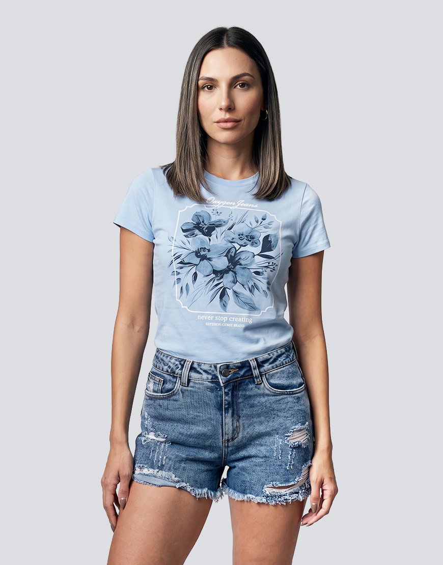 Short Mujer en Denim Stretch con Desgaste