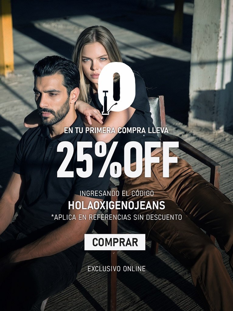 Descuento 25% OFF primera compra Oxígeno Jeanswear código HOLAOXIGENOJEANS